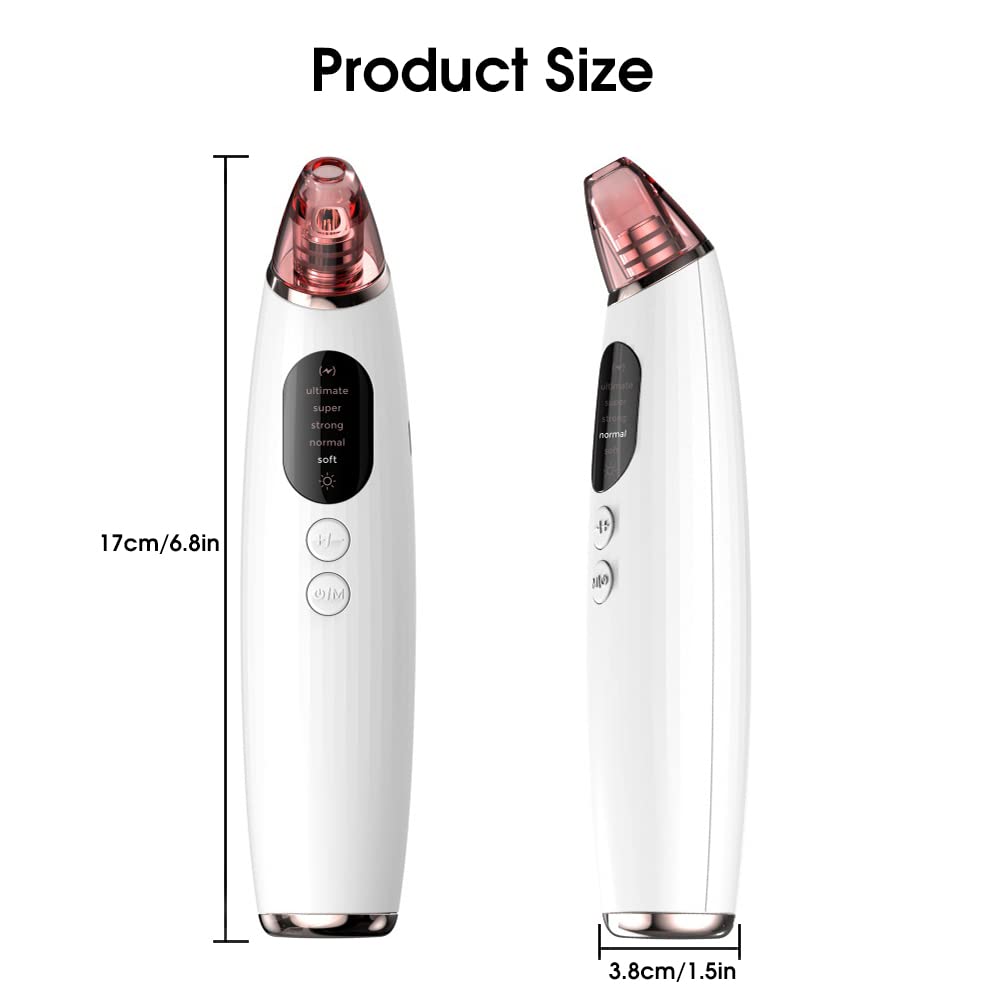 MAYCREATE Blackhead Remover Pore Vacuum for Facial Cleansing with 60Kpa Suction and Heat Compress | USB Rechargeable Tool for Women