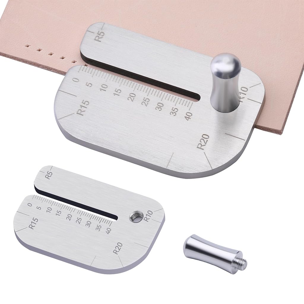 HASTHIP Leather Craft Punch Aid Plate with 4cm Slot and Double Side Scale | Stainless Steel Tool for DIY Leather Projects