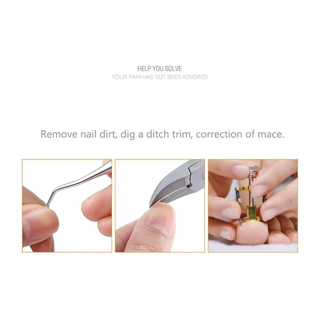 HASTHIP® 9PCS Toe Nail Correction Tool Pedicure Ingrown Lifter Stainless Steel Clipper Nipper