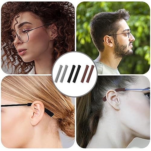 HASTHIP® 3 Pairs Anti-Slip Glasses Ear Grip Soft Knitting Eyeglasses Temple Tips Sleeve Universal Elastic Eyeglass Cushion Retainer for Sunglasses Eyewear 2PCS
