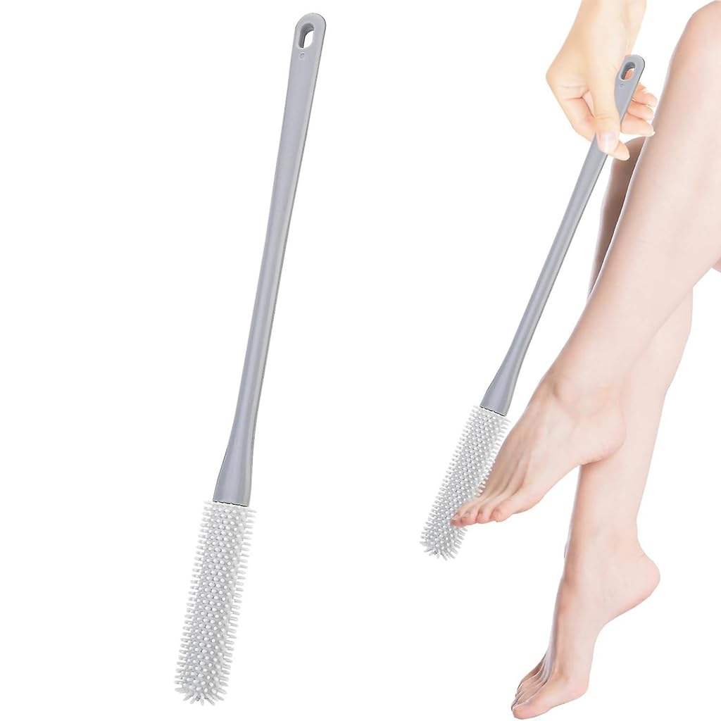 ZIBUYU Toe Cleaning Brush for Shower with 15.7 in Ergonomic Handle and Soft Silicone Bristles | Foot Care Tool for Men and Women