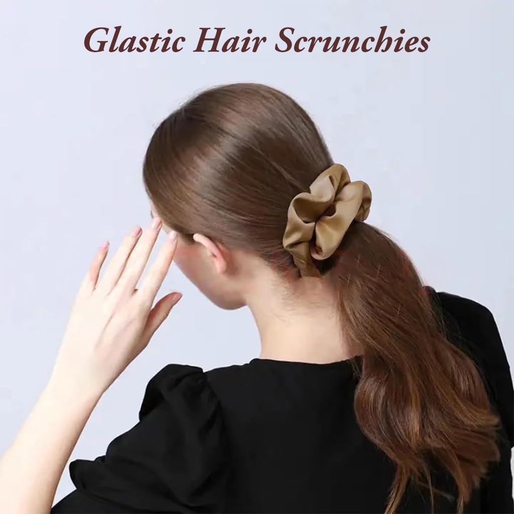 ZIBUYU Scrunchies Set for Women featuring 6pcs Satin Hair Bands with Strong Elastic Hold | 11 cm Outer Diameter