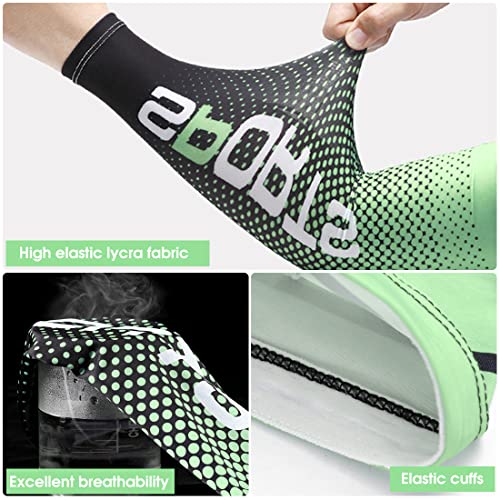 ZIBUYU® Sunlight Protection Arm Sleeves for Men and Women UPF 50 UV Hand Bandana Combo for Outdoor Sports Cycling Football Golf Cricket Green 3 PCS