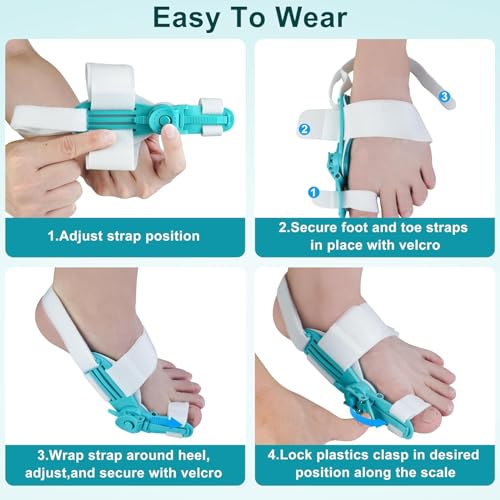 HANNEA® Bunion Thumb Corrector Adjustable Toe Separators for Women Men with Rotating Knob Orthopedic Fit Left Right Foot 3PCS
