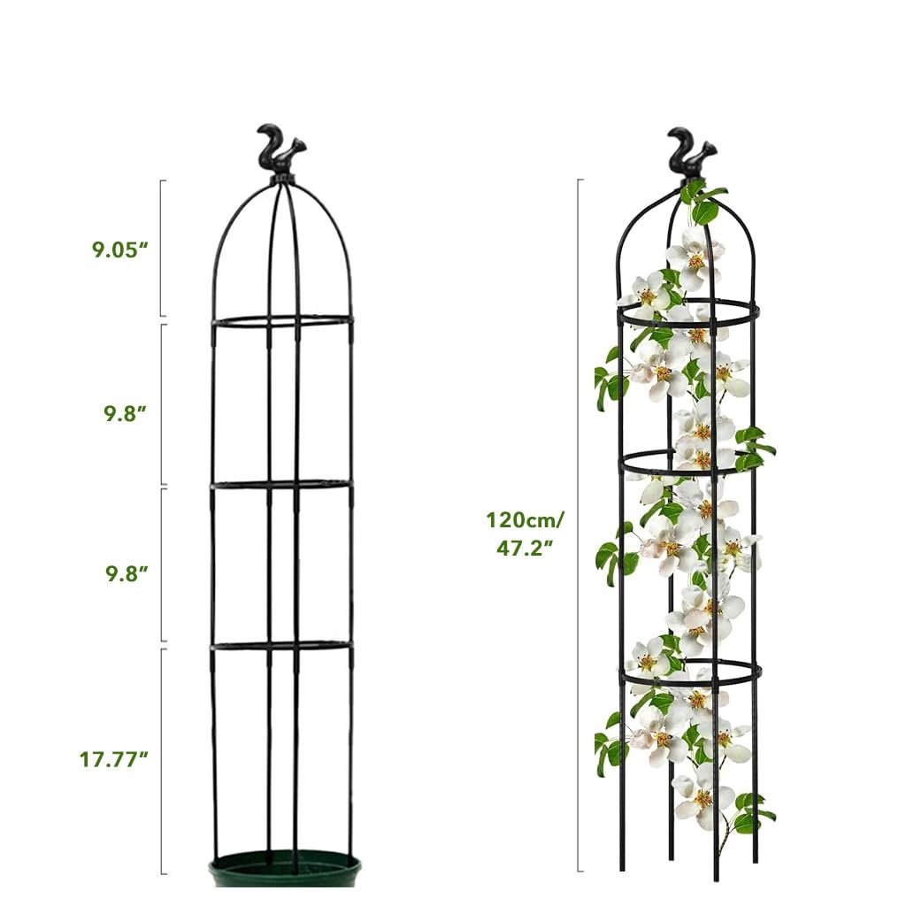 HASTHIP Trellis for Climbing Plants 120cm Adjustable Round Support Sticks with Plastic Frame | Ideal for Clematis Roses Tomatoes and Ivy