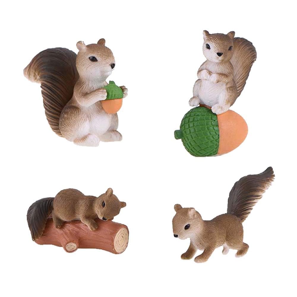 ZIBUYU® 4 Pcs Cute Mini Squirrel Animal Miniature Figurines for Home