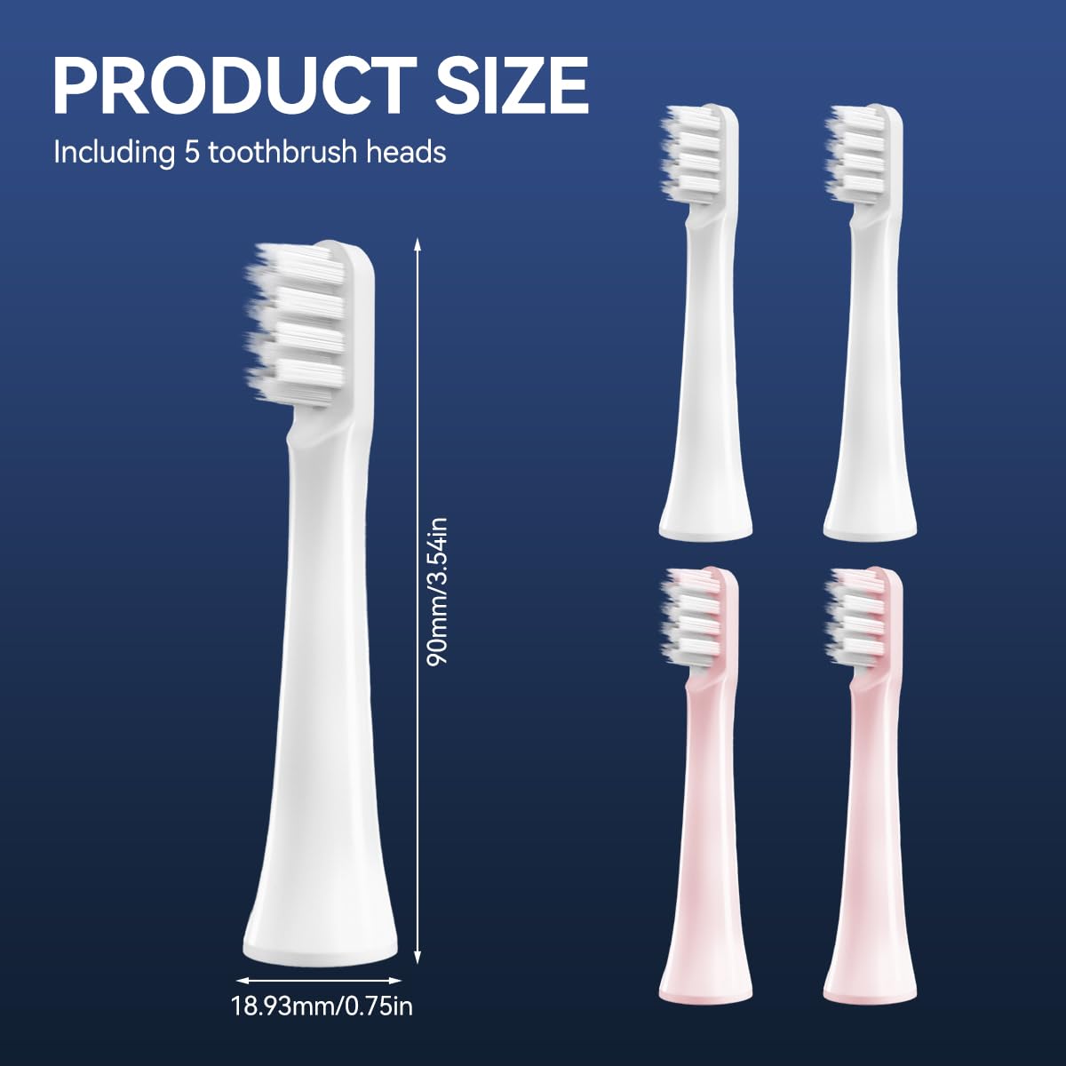 ZIBUYU Toothbrush Heads for Mijia Mi Home T100 MES603 featuring Ultra Fine DuPont Bristles | 5pcs Set for Sensitive Teeth