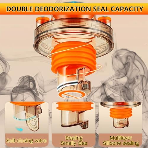 HASTHIP® Self-Closing Floor Drain Seal for Sink Anti-Odor Pipe Connector with Hose Inlets Plug Sewer Anti-Backflow Clear Universal Adapter for 50/75mm 3PCS
