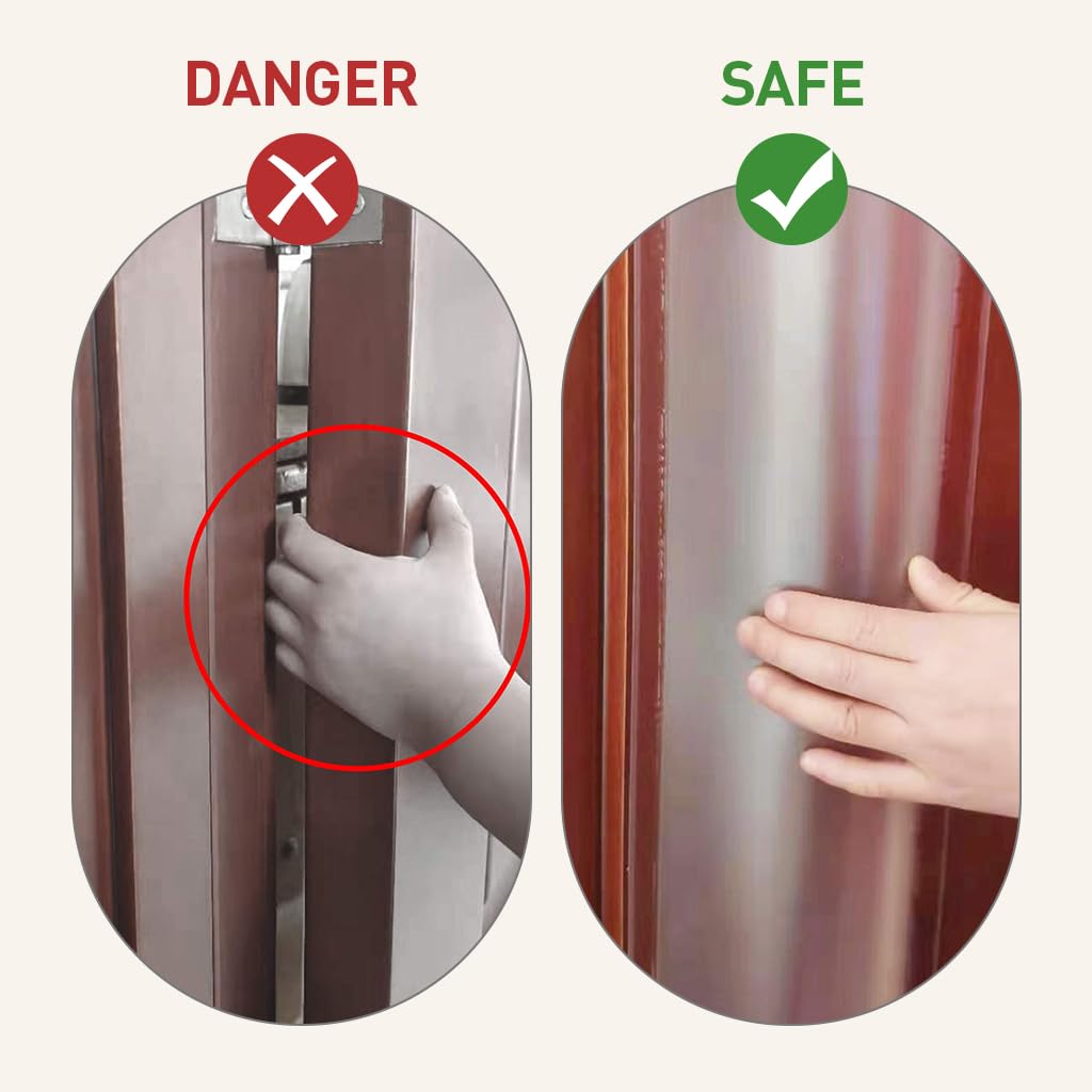 SNOWIE SOFT Baby Finger Pinch Guard for Door Safety with Self Adhesive Hinge Cover Strip and Frosted PP 1.2m | Ideal for Childproof Homes