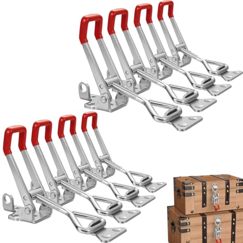 Serplex® 8Pcs Heavy-Duty Toggle Clamps 2640Lbs, Adjustable Rust-Resistant Latch Clamps with Lock Hole, 4mm Thick Metal, for Doors, Cabinets, Woodworking, Tool Fixtures, DIY & Industrial Use