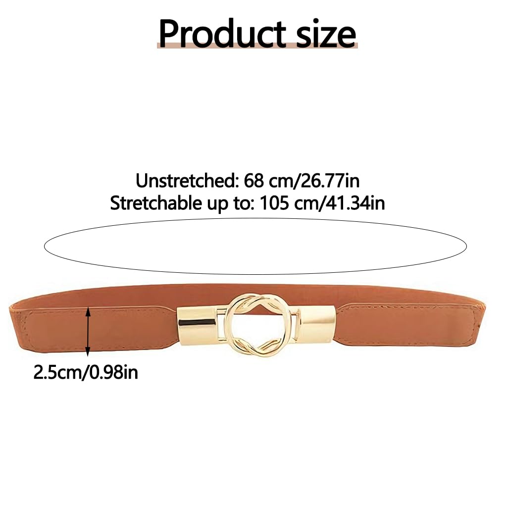 Zibuyu Womens Stretch Waist Belt for Dresses and Pants with Alloy Buckle Brown | Fashion Accessory