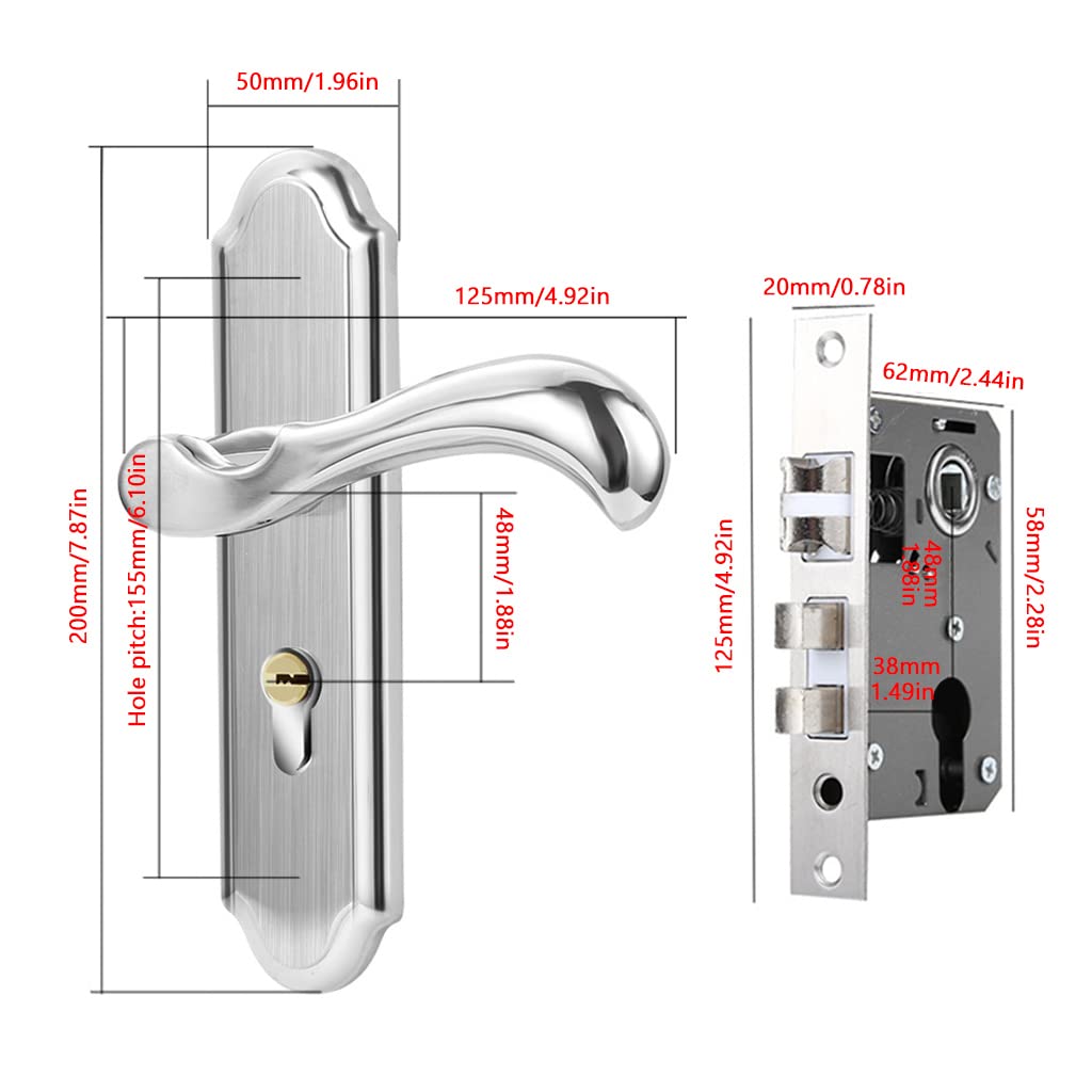 HASTHIP® Heavy Duty Door Lock, Main Door Lock Set with 3 Keys, Mortise Keyed Lever Mount Latch with Deadbolt for Screen and Storm Doors, Satin Nickel, Style A