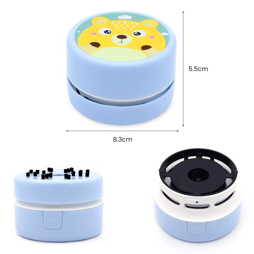 ZORBES Mini Desktop Vacuum Cleaner for Desk and Keyboard with 360° Nylon Brush | Portable Battery Powered Blue
