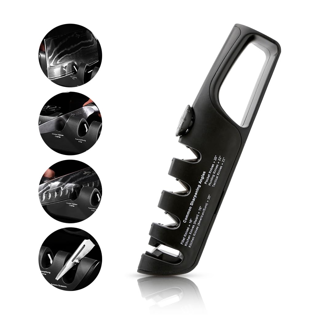 Supvox® Kitchen Cutter Sharpener Handheld Coarse & Fine Sharpener with 14° -24 ° Sharpening Angle Adjustment Knob Multi Cutter Sharpener for Kitchen Knifes, Chef Knifes, Kitchen Scissors