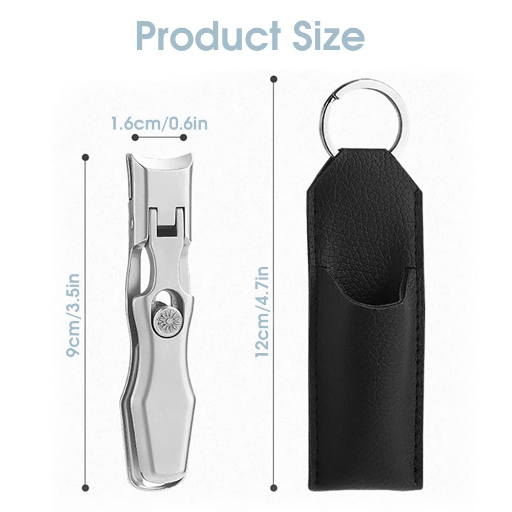 MAYCREATE Nail Clippers for Men with Rivet Button Control and 0.6×3.5 in Slim Design | Stainless Steel Cutter with Leather Cover