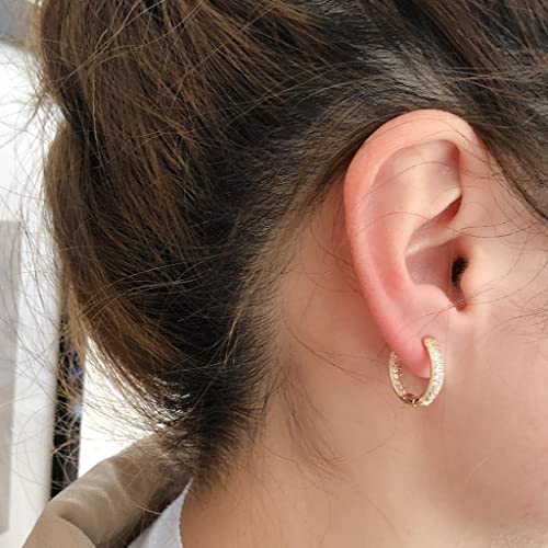 SANNIDHI® Hoop Earrings for Women Stylish Latest Shiny Rose Gold Earrings Round Eardrops Earring Jewelry for Women & Girls Hoop Earring Gift for Girlfriend, Wife (16mm) - 1 Pair