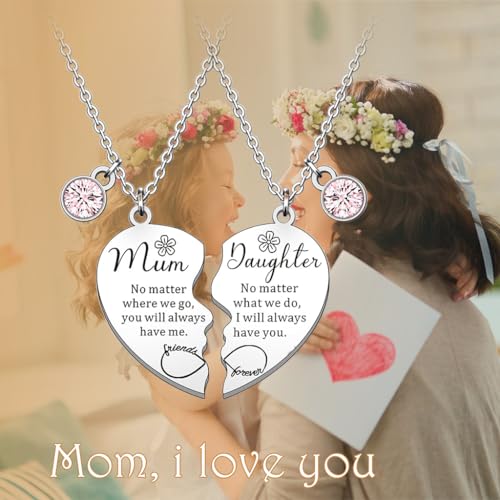 Venzina® Necklace for Women Matching Heart Pendent Mother Daughter Matching Necklaces Heartwarming Infinite Necklace with Gift Box Jewellery Birthday Mothers Day Gift for Mom from Daughter - 2 Pcs