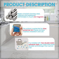 HASTHIP® 4 Pack Sponge Holder, Kitchen Sink SUS304 Stainless Steel Rustproof Waterproof Self-Adhesive Sponge Holder, Quick Drying Strong Sponge Holder for Sink Cloths, Drain Plug (Silver)