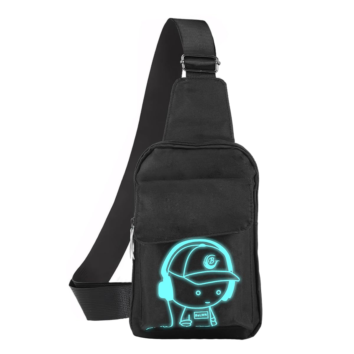 GUSTAVE Sling Bag for Travel and Daily Use with USB Charging Port and 12x3x17.5cm Design | Black Luminous Pattern for Men