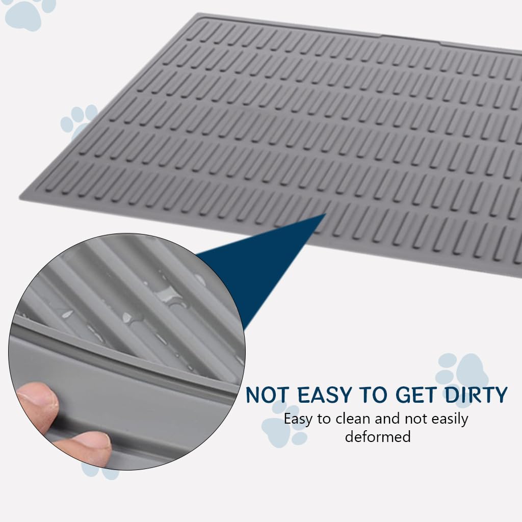 Qpets Cat Litter Mat for Cleaner Floors with Grooved Silicone Surface 24x14.96 in | Anti Slip Backing