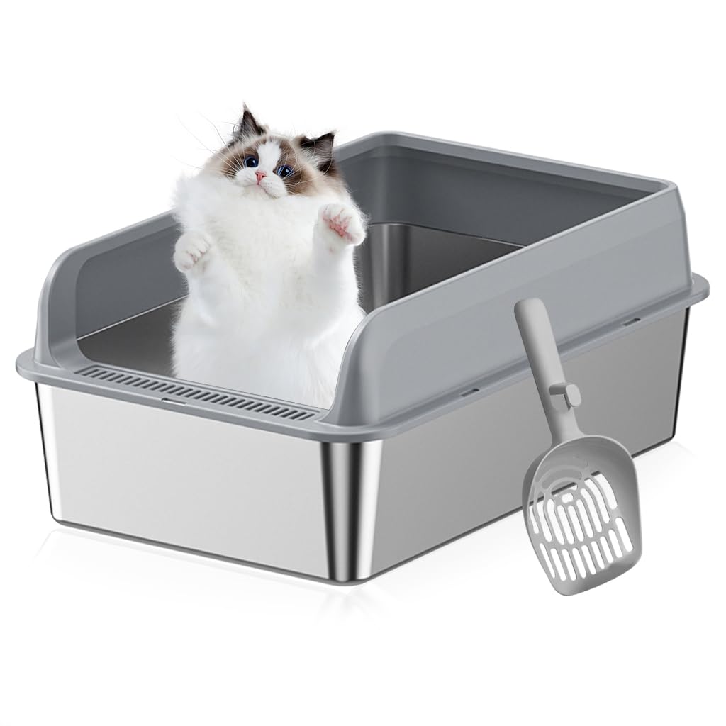 Qpets® Stainless Steel Cat Litter Box