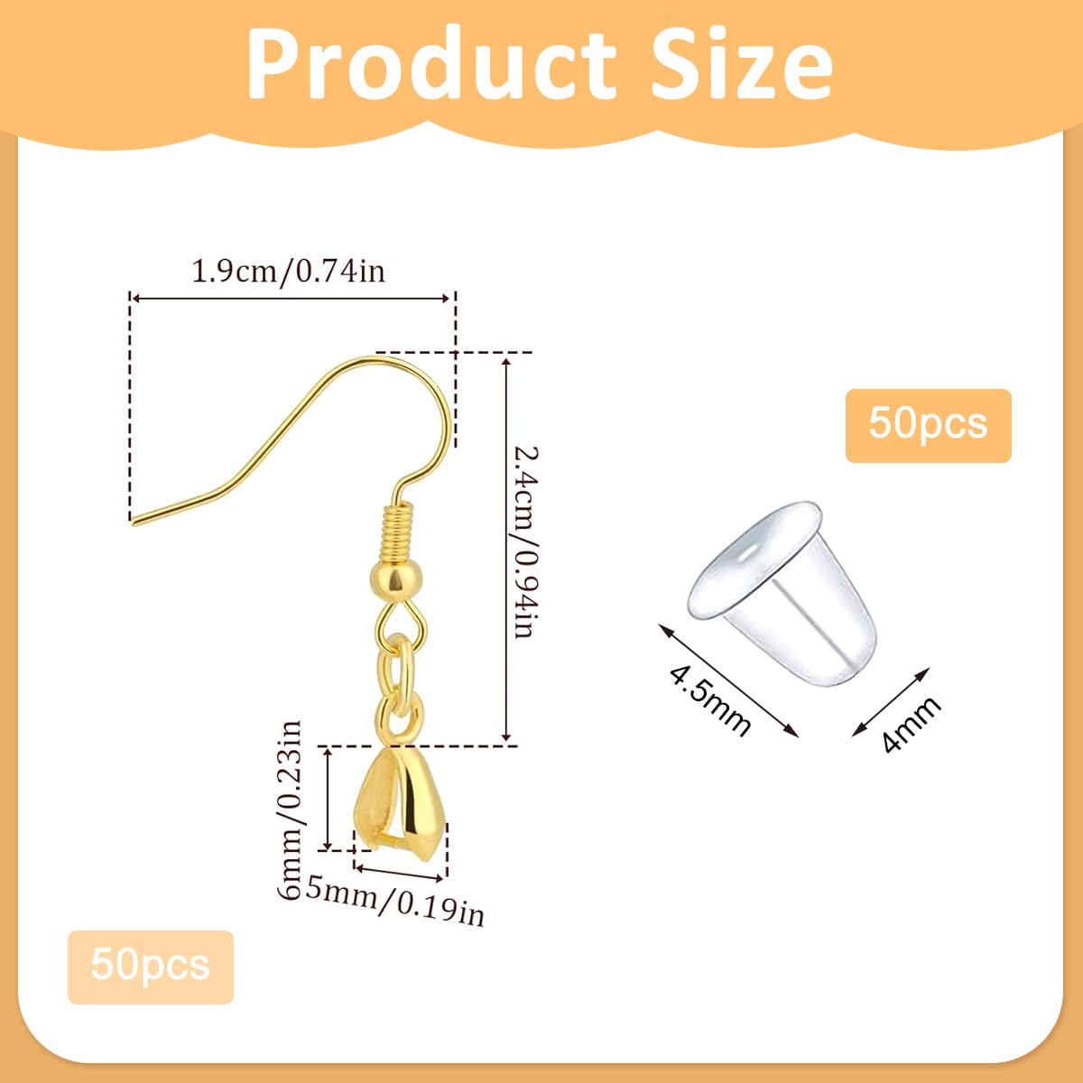 MAYCREATE Earring Hooks for Jewellery Making with 100 Hooks and 50 Backs | Hypoallergenic Gold Stainless Steel DIY Kit