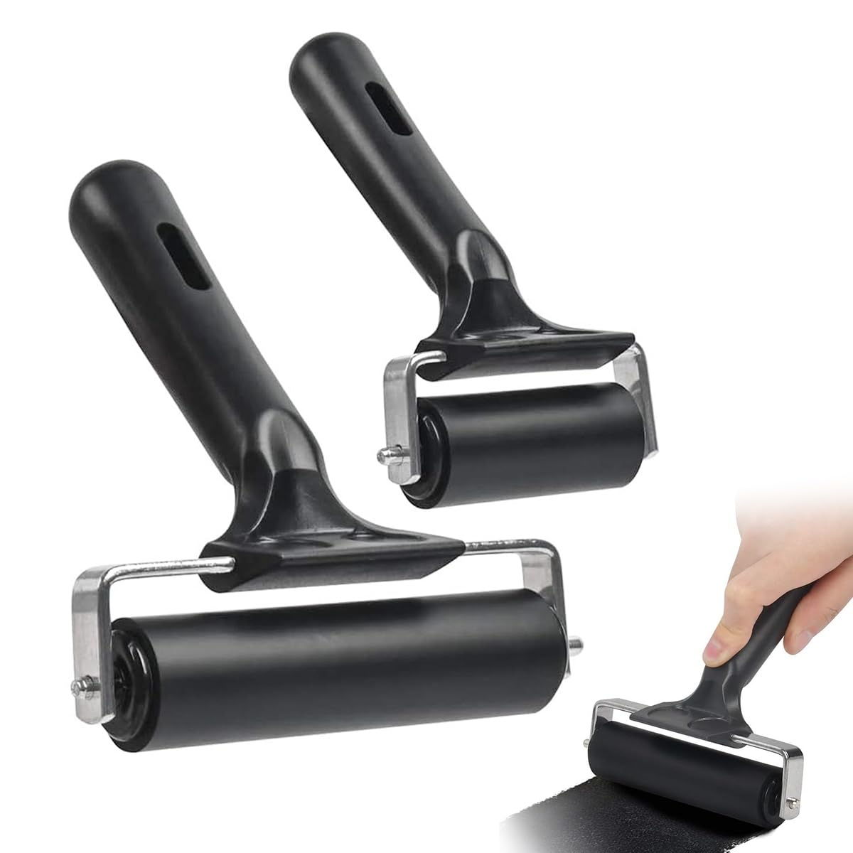 Serplex Inking Plates Rollers for Printmaking with Ergonomic Handle and 2.36 & 3.94 in Sizes