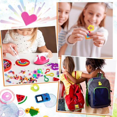 PATPAT® 2000pcs Fuse Beads Kit for Kids Activity Beads for Craft DIY 5mm 20 Colors Iron-On Melty Beads Toy Set with Pegboards, Ironing Paper & Chain Accessories, Children's Day Gift for Kids Age 4+
