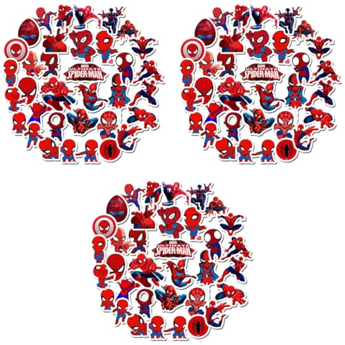 HASTHIP® 35PCS Spider-Man Stickers for Kids Superhero Cartoon PVC Waterproof for Water Bottle Helmet Flask Car Bike Bumper Skateboard Luggage 5 Cm Red
