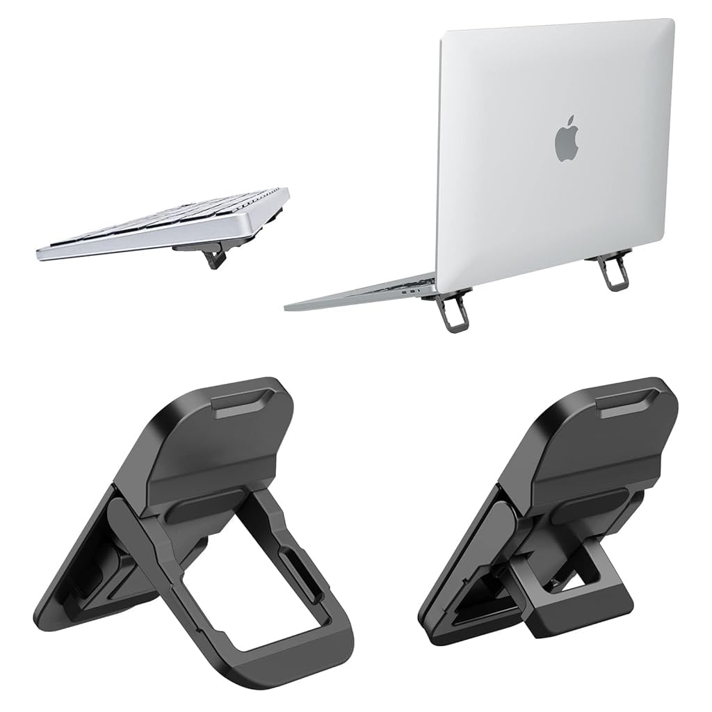 Zeitel Keyboard Stand for Desktop and Laptop with 8° and 13° Adjustment | Self-Adhesive Aluminum Riser 2Pcs