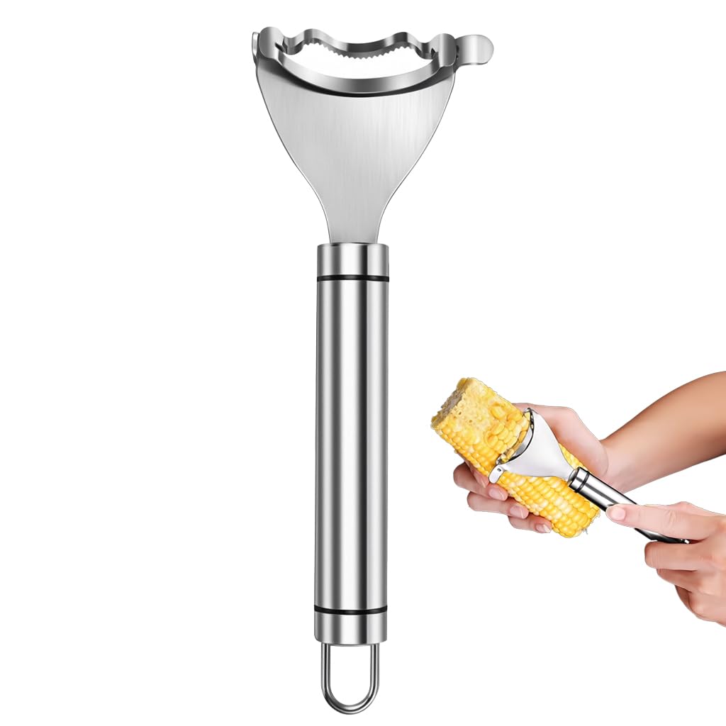 ZIBUYU Corn Peeler for Fresh Corn Dishes with Serrated Blade & Ergonomic Handle | Dishwasher Safe Stainless Steel Tool