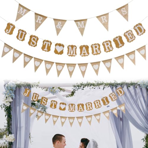 PATPAT® 3Pcs Triangle Burlap Wedding Banner Kit for Birthday Decoration, Decoration for Weddings, Party Decoration, Engagement, Baby Shower Gifts Birthday Banner Burlap Bunting Banner Room Decoration