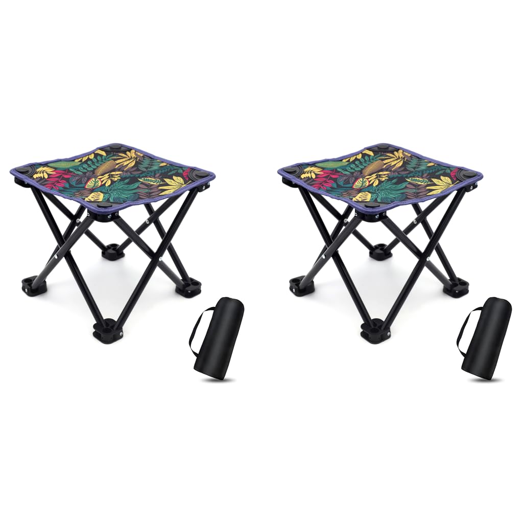 Proberos Folding Chair Stool for Camping and Fishing featuring 7 Metal Legs | 27×27×23cm Pair