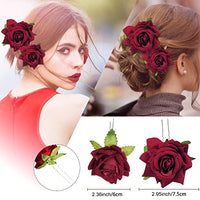 GUSTAVE® Set of 4 Stylish Rose Bridal Floral Hair Pin Clips & Hair Accessories with Side Comb for Women Girl Party, party, Princess, Dating