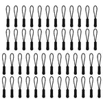 HASTHIP® 50Pcs Zipper Pulls Replacement, Zipper Tabs Black Cord Extender Zipper Pull for Backpack, Luggage, Purse, Jacket, Boot, Gloves