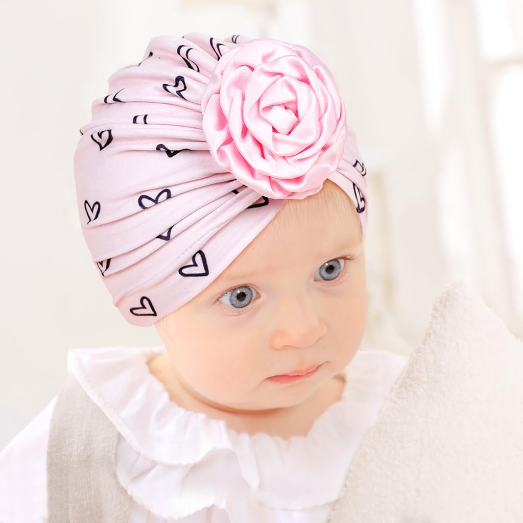 SNOWIE Soft Baby Hats Set for Winter with Stretchy 19x18 cm Fit and Multicolor 3Pcs | Warm Beanie for Girls 0–12 Months