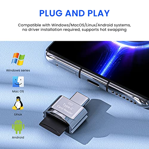 Verilux® Micro SD Card Reader Mini Type C TF with Keychain USB C to SD SDHC SDXC OTG Memory Compatible Laptops MacBook Pro Galaxy Note 20 S20 2PCS