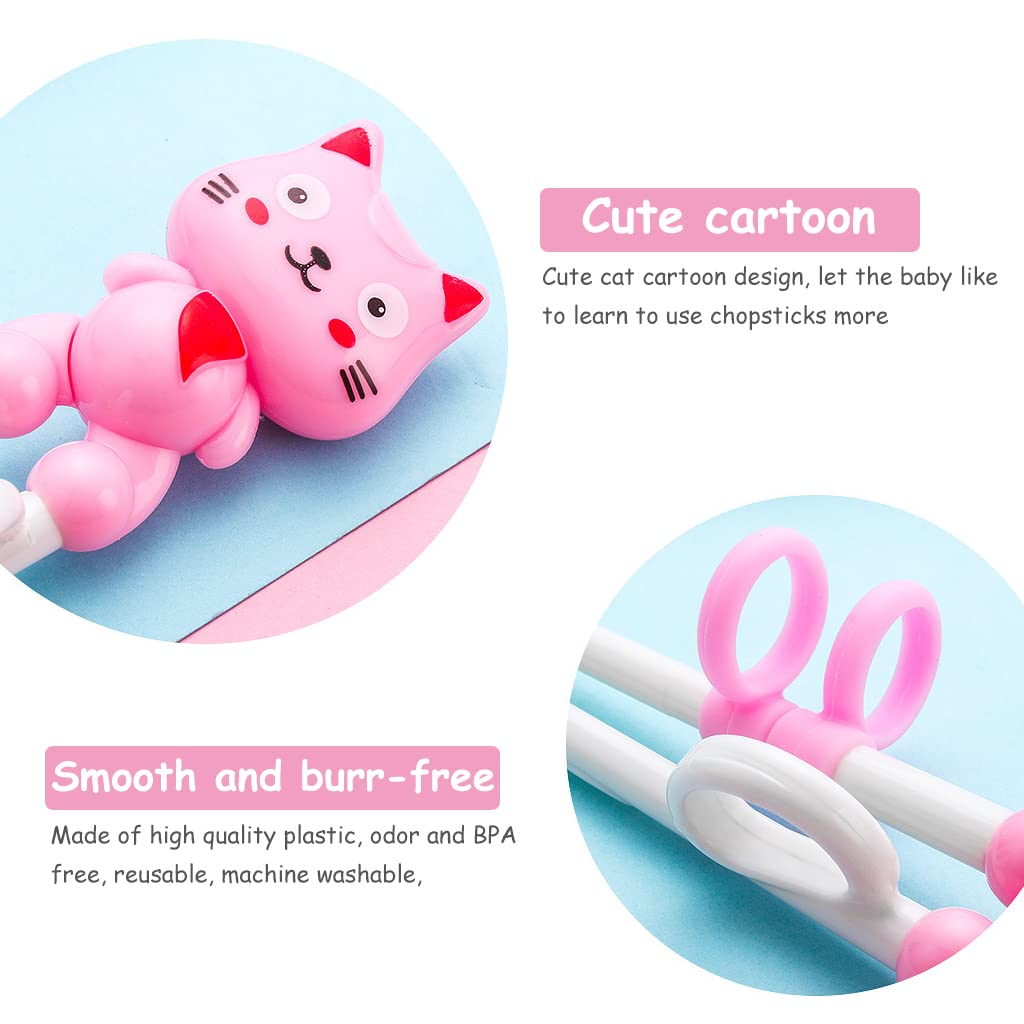 ZIBUYU Training Chopsticks for Kids Learning to Use Chopsticks Properly with 18.8cm Length | Left or Right Hand Beginners Pink Pair