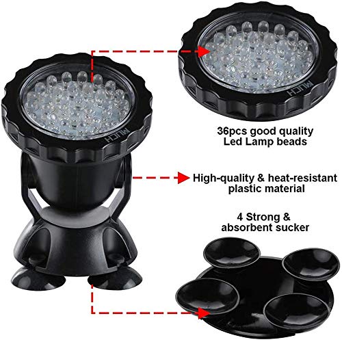 Verilux® Garden Fountain Pool Pond 36 LED Underwater Spot Light Submersible Lighting Aquarium Fish Tank with EU Plug - (RGB, 100 * 70 * 28mm), Plastic