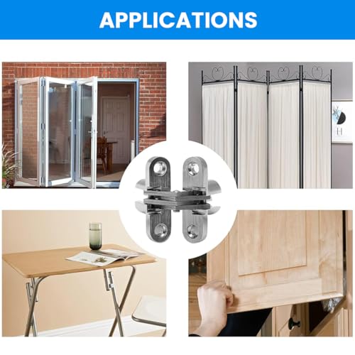 Serplex® 8Pcs Zinc Alloy Invisible Door Hinges for Wooden Doors & Cabinets, Rust-Resistant Embedded Folding Brackets, Concealed Hinges for Closet, Kitchen, Furniture Upgrade, Sleek Modern Look
