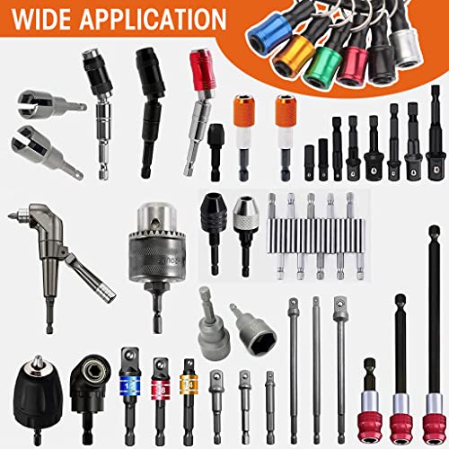 Serplex® 6Pcs 1/4 inch Hex Shank Aluminum Alloy Screwdriver Bits Holder with Black Carabiner, Bit Holder Keychain, Light-weight Quick-change Extension Bar Drill Screw Adapter Change