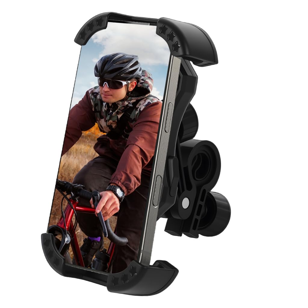 STHIRA Bike Mobile Holder for Handlebar or Rearview Mirror with 360° Rotation | Secure Anti‑Slip Mount for Smartphones