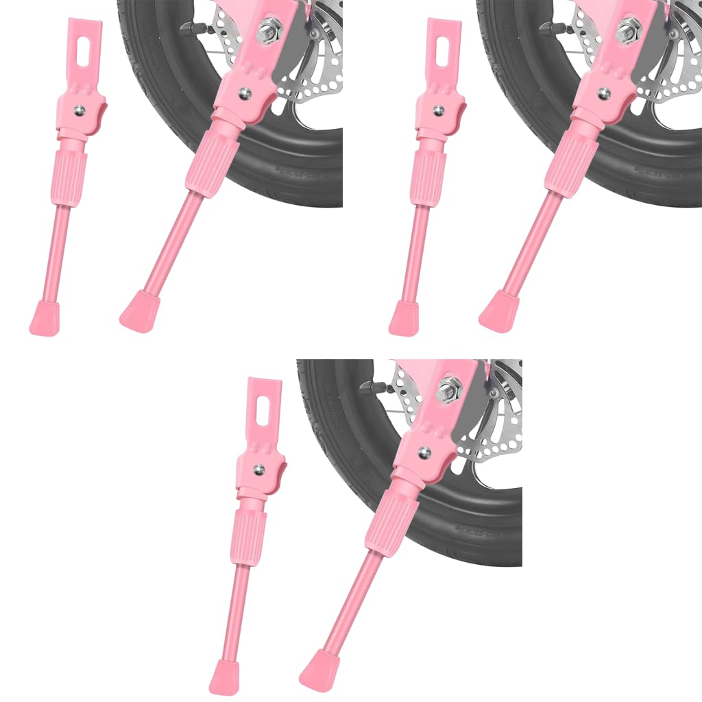 Proberos Kids Bicycle Kickstand for 20 Inch Wheels featuring Spring Loaded Mechanism and Reinforced Metal Pink 3 PCS