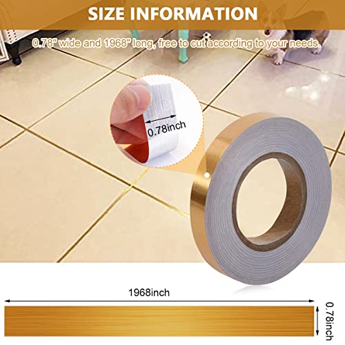 ELEPHANTBOAT® Golden Waterproof PVC Self Adhesive Ceramic Tile Gap Tape for Home Floor, Detailing Wall, Cabinetry in Size 2Cm Wide*50M Length