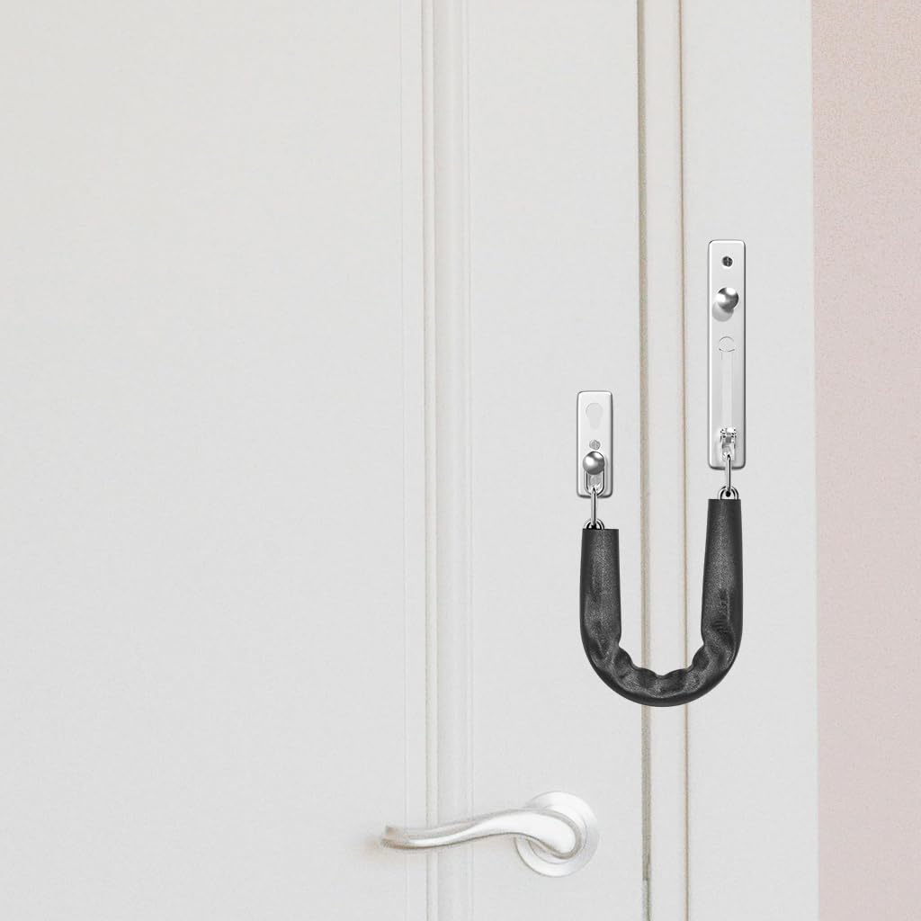 Supvox Door Chain Lock for Bedroom and Bathroom Safety featuring Spring Anti-Theft Press Lock and 5 in Stainless Steel Chain