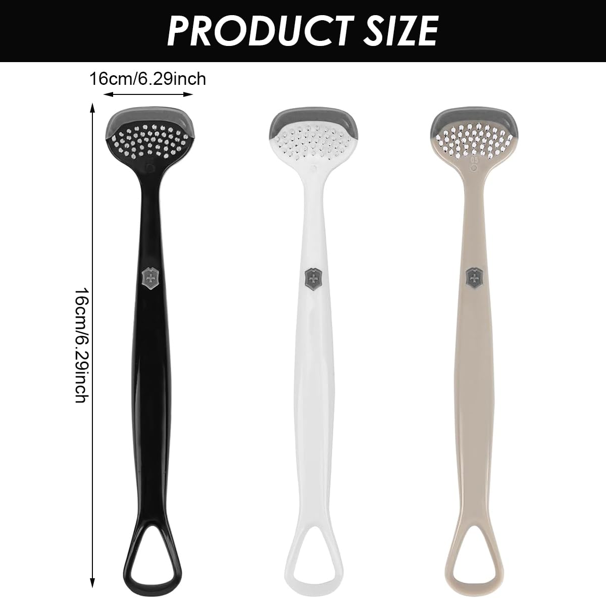 HANNEA Tongue Scraper Cleaner for Fresh Breath with 3 in 1 Double Head Design | Soft Bristles and Nubs