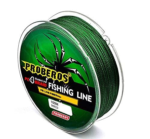 Proberos  Strong Durable 0.45mm 70LB 100M PE 4 Strands Monofilament Braided Fishing Line Angling Accessory (Green, Max Tension 31.7KG)