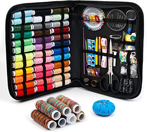 ELEPHANTBOAT® Sewing Kit Needle and Thread Kit 226pcs Sewing Kit Box for Home Use, Sewing Machine Accessories, Contains 43 Spools of Thread, Sewing Needles, Scissors, Thimble, Tape Measure More