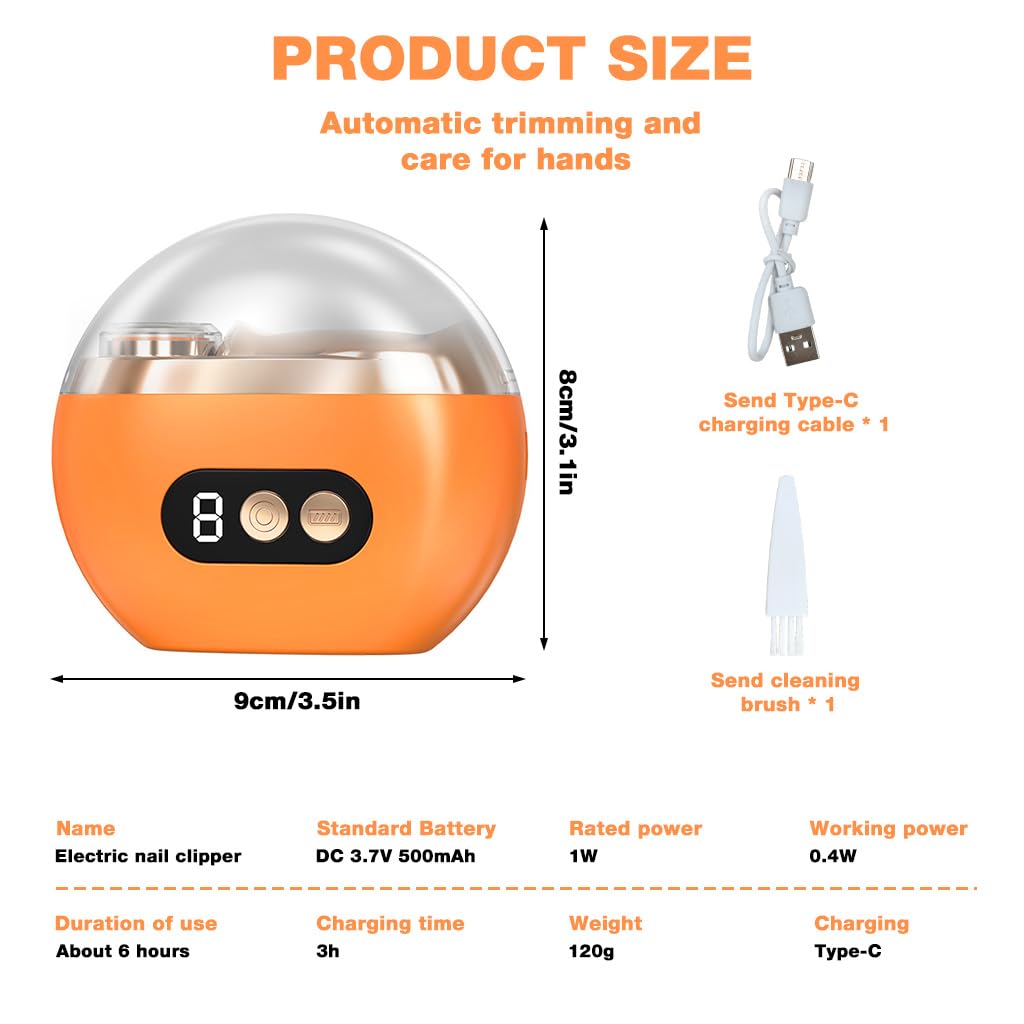 ZIBUYU Electric Nail Trimmer for Baby and Adult Care with LED Light and 3 Speed | USB Cordless 500mAh Nail Filer