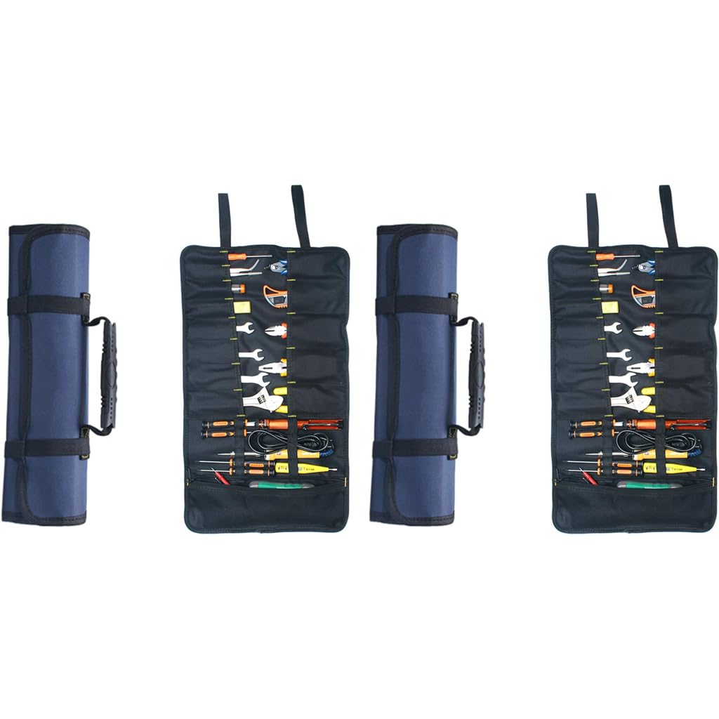 Serplex Roll Up Tool Bag for DIY and Construction with 20 Pockets and Buckle Closure | 600D Oxford Waterproof Organizer 2 PCS